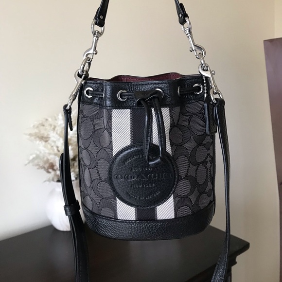 Coach Handbags - Coach Mini Dempsey Signature Bucket Crossbody Bag, Jacquard / Leather C8322